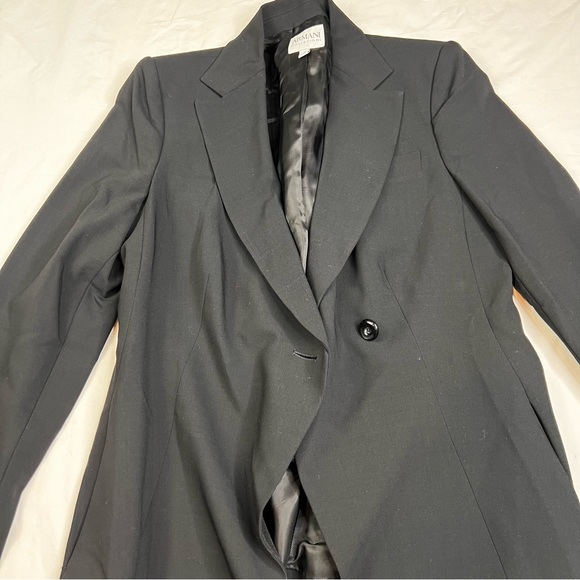 Armani Collezioni Women Blazer Virgin Wool Sz 8 Black  Button Jacket Italy 70124